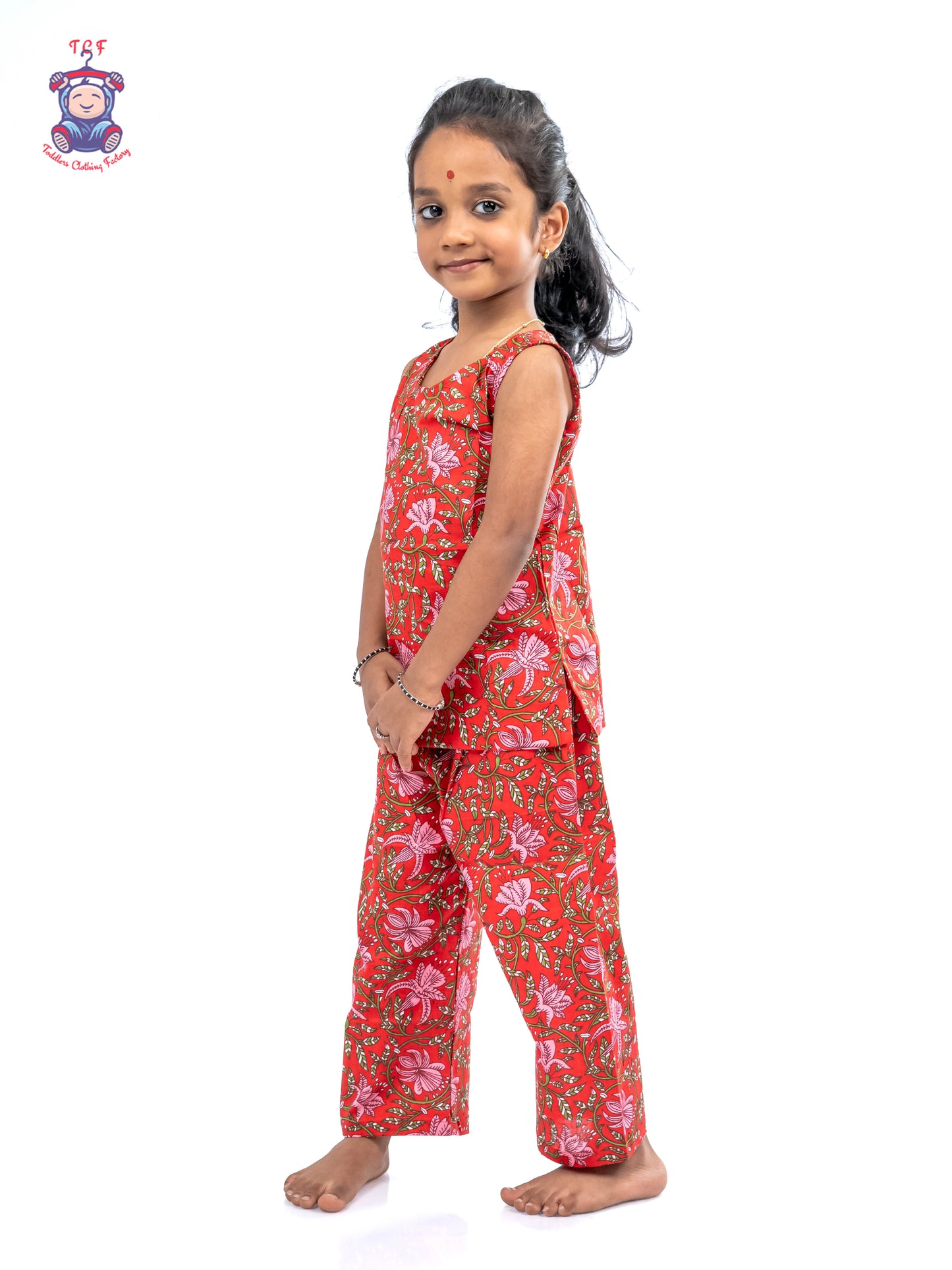 Red - Girls Readymade Jaipur Cotton Salwar