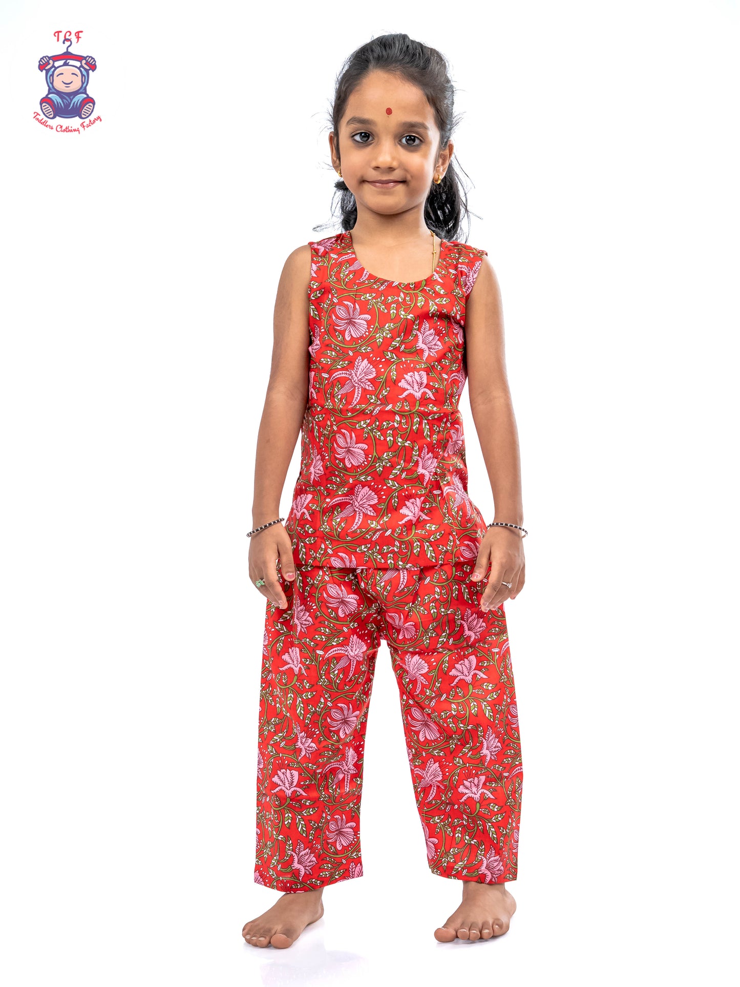 Red - Girls Readymade Jaipur Cotton Salwar
