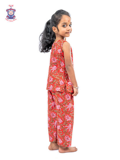 Red - Girls Readymade Jaipur Cotton Salwar