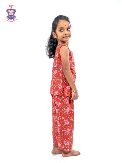 Red - Girls Readymade Jaipur Cotton Salwar