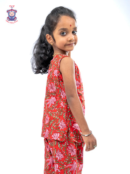 Red - Girls Readymade Jaipur Cotton Salwar