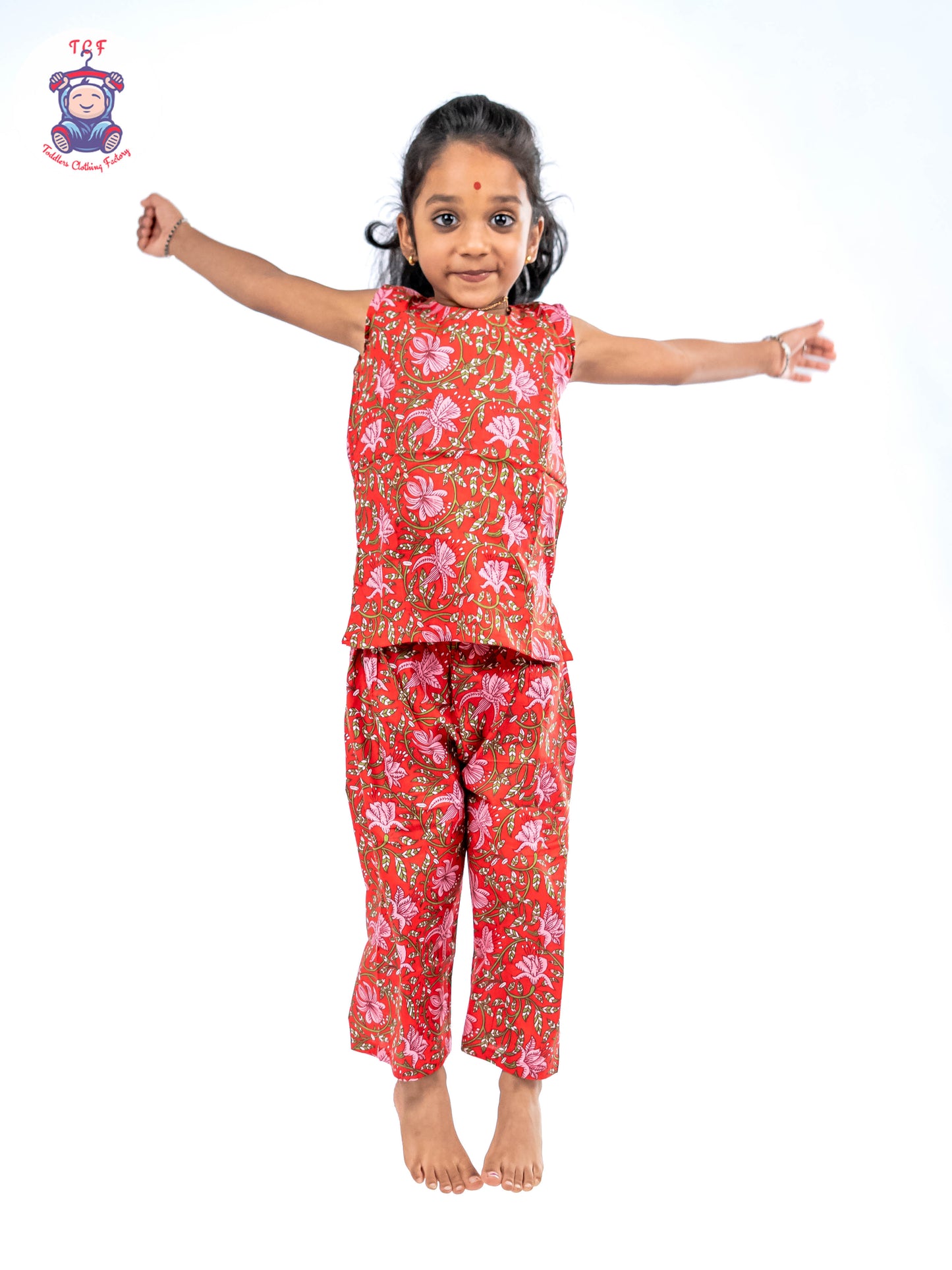 Red - Girls Readymade Jaipur Cotton Salwar