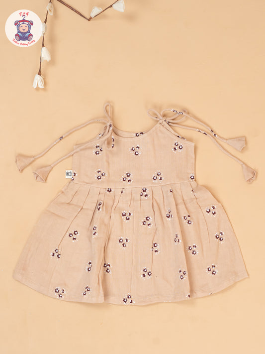 Peach - Girls Muslin Frocks
