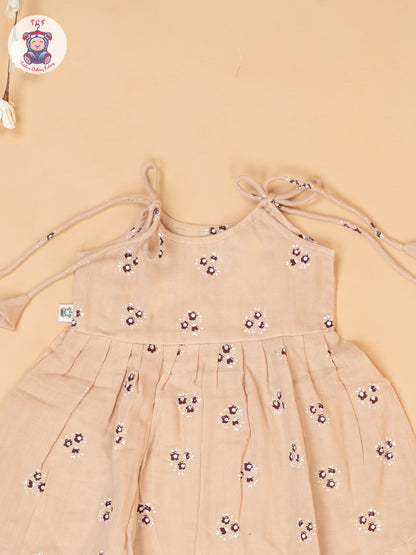 Peach - Girls Muslin Frocks