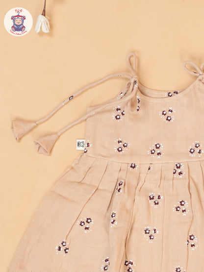 Peach - Girls Muslin Frocks