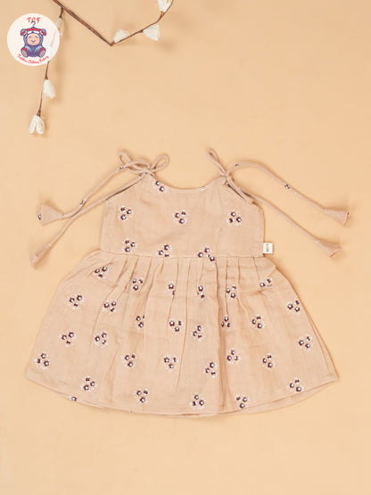 Peach - Girls Muslin Frocks