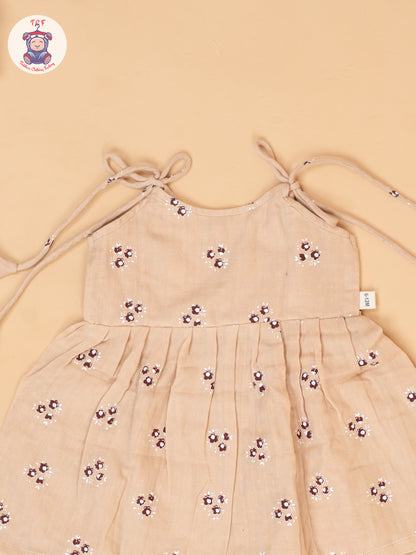 Peach - Girls Muslin Frocks
