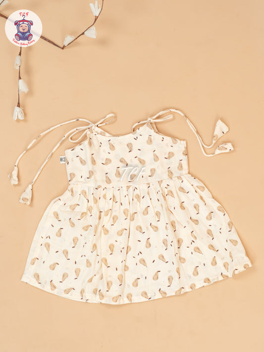 Cream - Girls Muslin Frocks