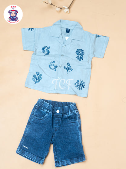 Pista Green - Boys Readymade Spread Collor Shirts & Shorts