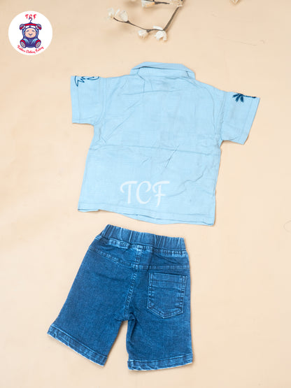 Pista Green - Boys Readymade Spread Collor Shirts & Shorts