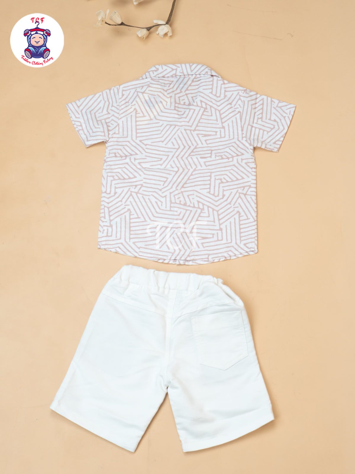 Peach - Boys Readymade Spread Collor Shirts & Shorts