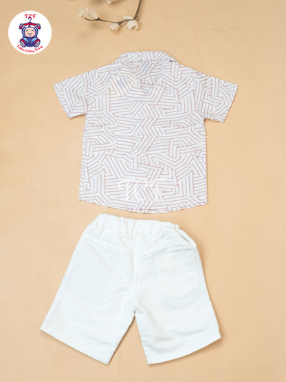 Peach - Boys Readymade Spread Collor Shirts & Shorts