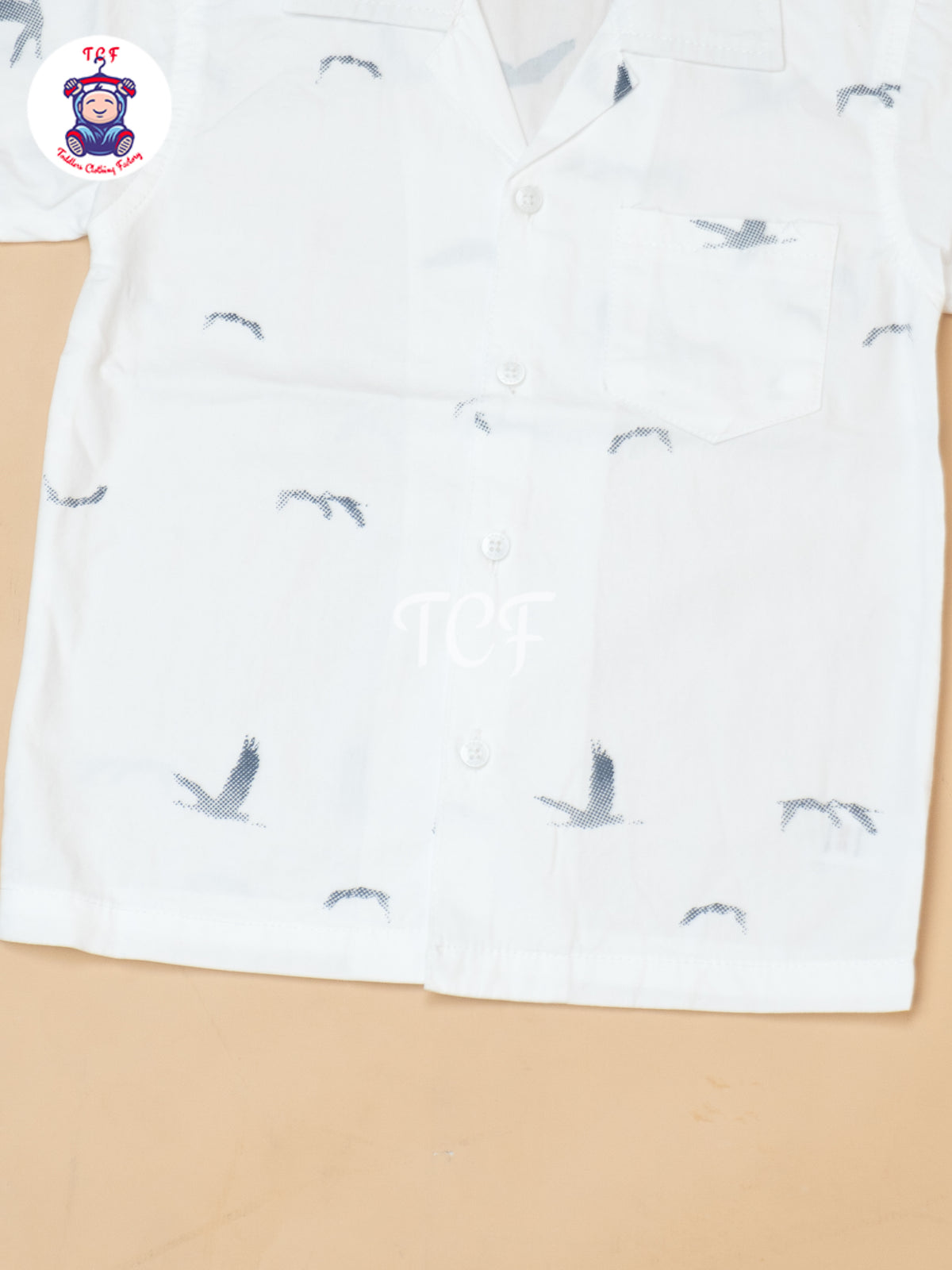 White - Boys Readymade Spread Collor Shirts & Shorts