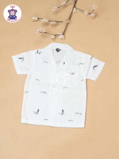 White - Boys Readymade Spread Collor Shirts & Shorts