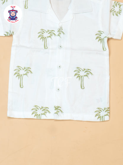 White - Boys Readymade Spread Collor Shirts & Shorts