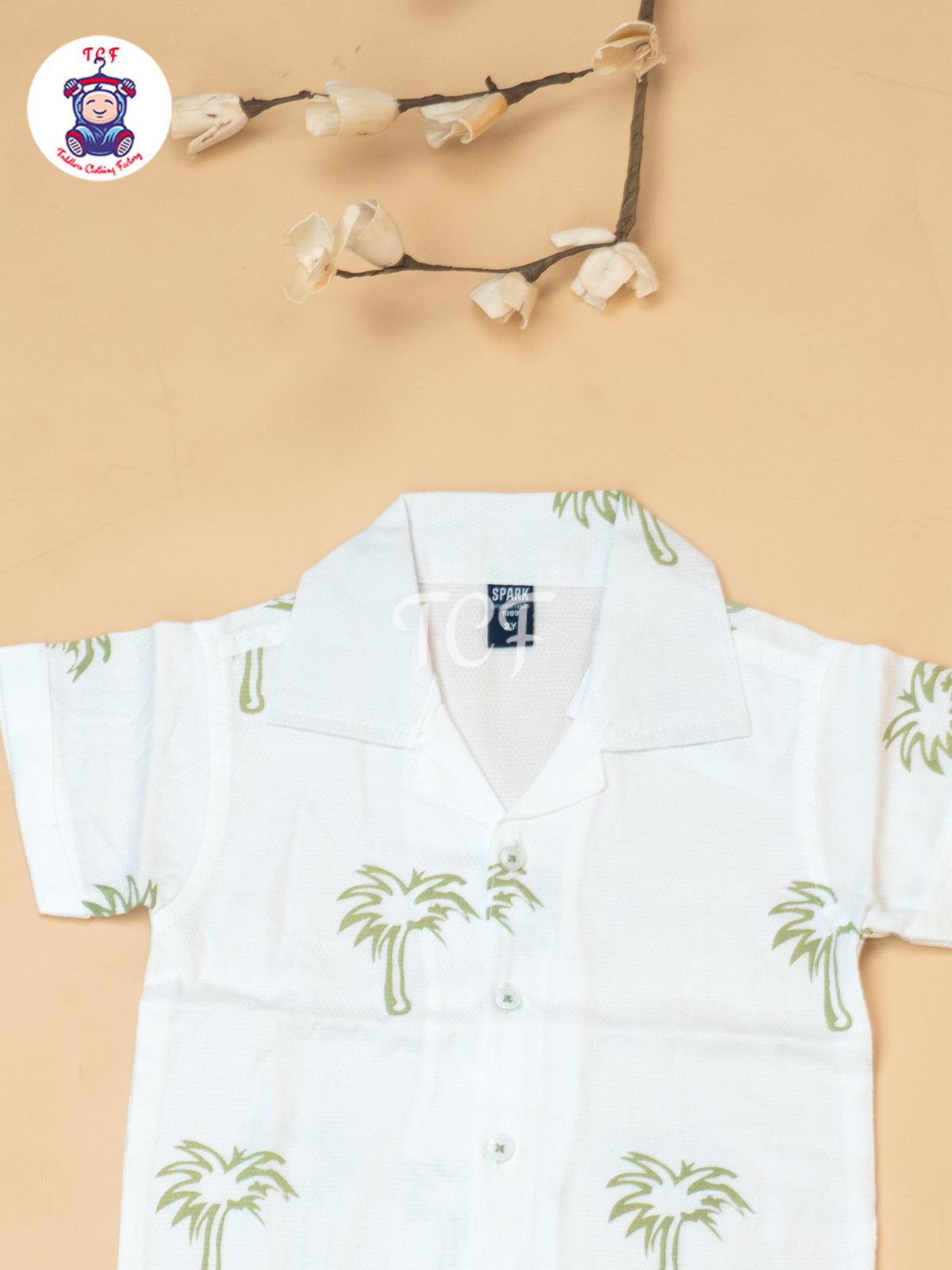 White - Boys Readymade Spread Collor Shirts & Shorts