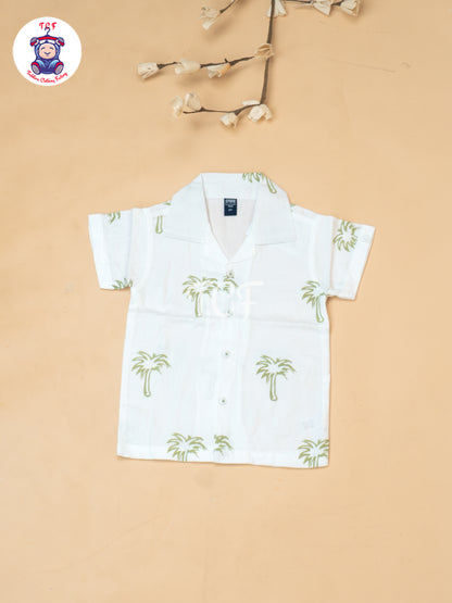 White - Boys Readymade Spread Collor Shirts & Shorts