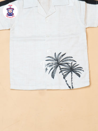 Cream - Boys Readymade Spread Collor Shirts & Shorts