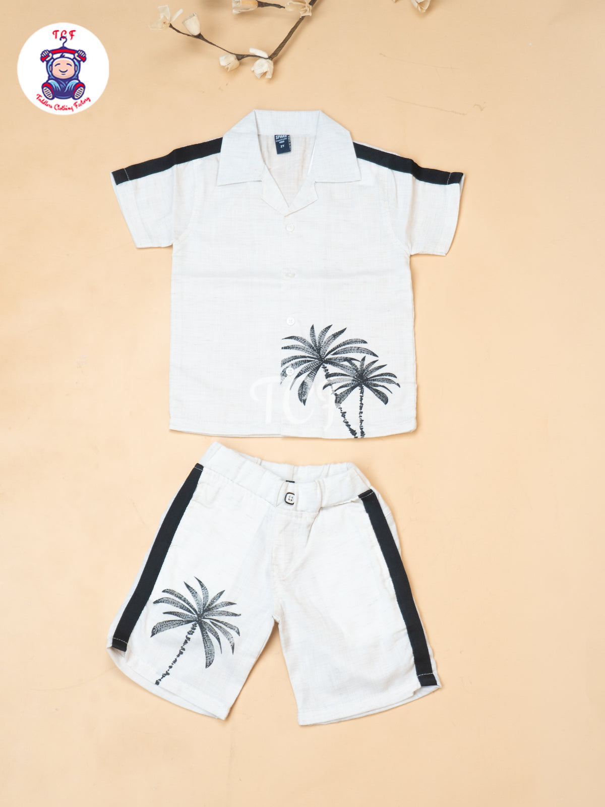 Cream - Boys Readymade Spread Collor Shirts & Shorts