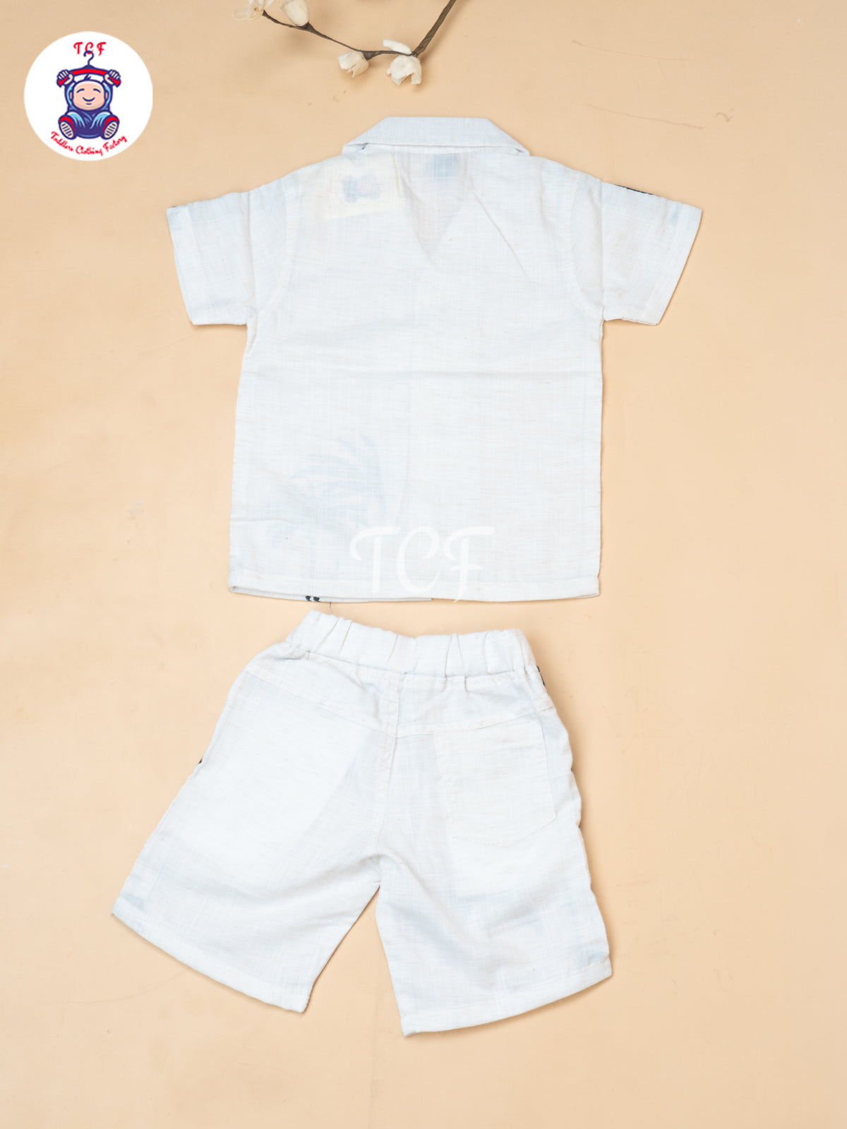 Cream - Boys Readymade Spread Collor Shirts & Shorts