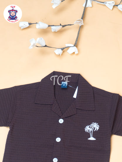 Maroon - Boys Readymade Spread Collor Shirts & Shorts