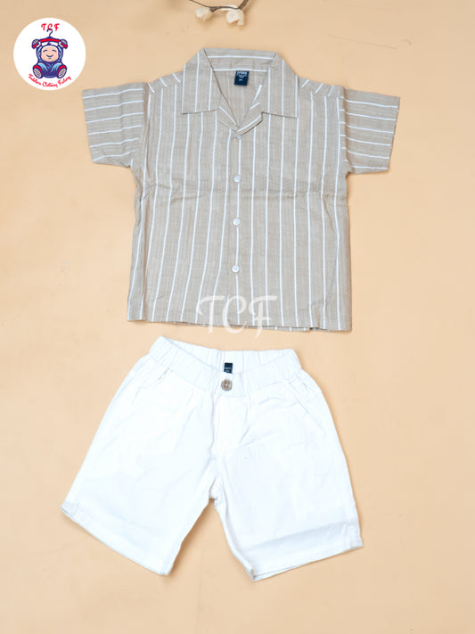 Brown - Boys Readymade Spread Collor Shirts & Shorts