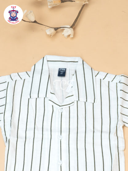 White - Boys Readymade Spread Collor Shirts & Shorts
