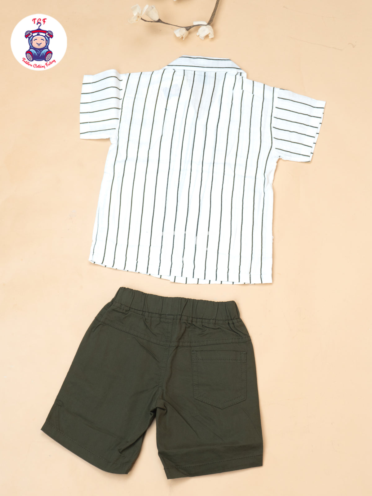 White - Boys Readymade Spread Collor Shirts & Shorts