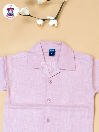 Peach - Boys Readymade Spread Collor Shirts & Shorts
