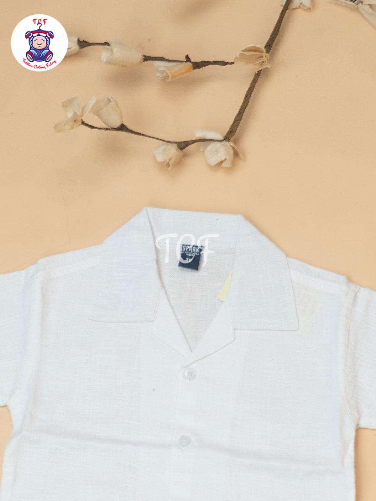 White - Boys Readymade Spread Collor Shirts & Shorts