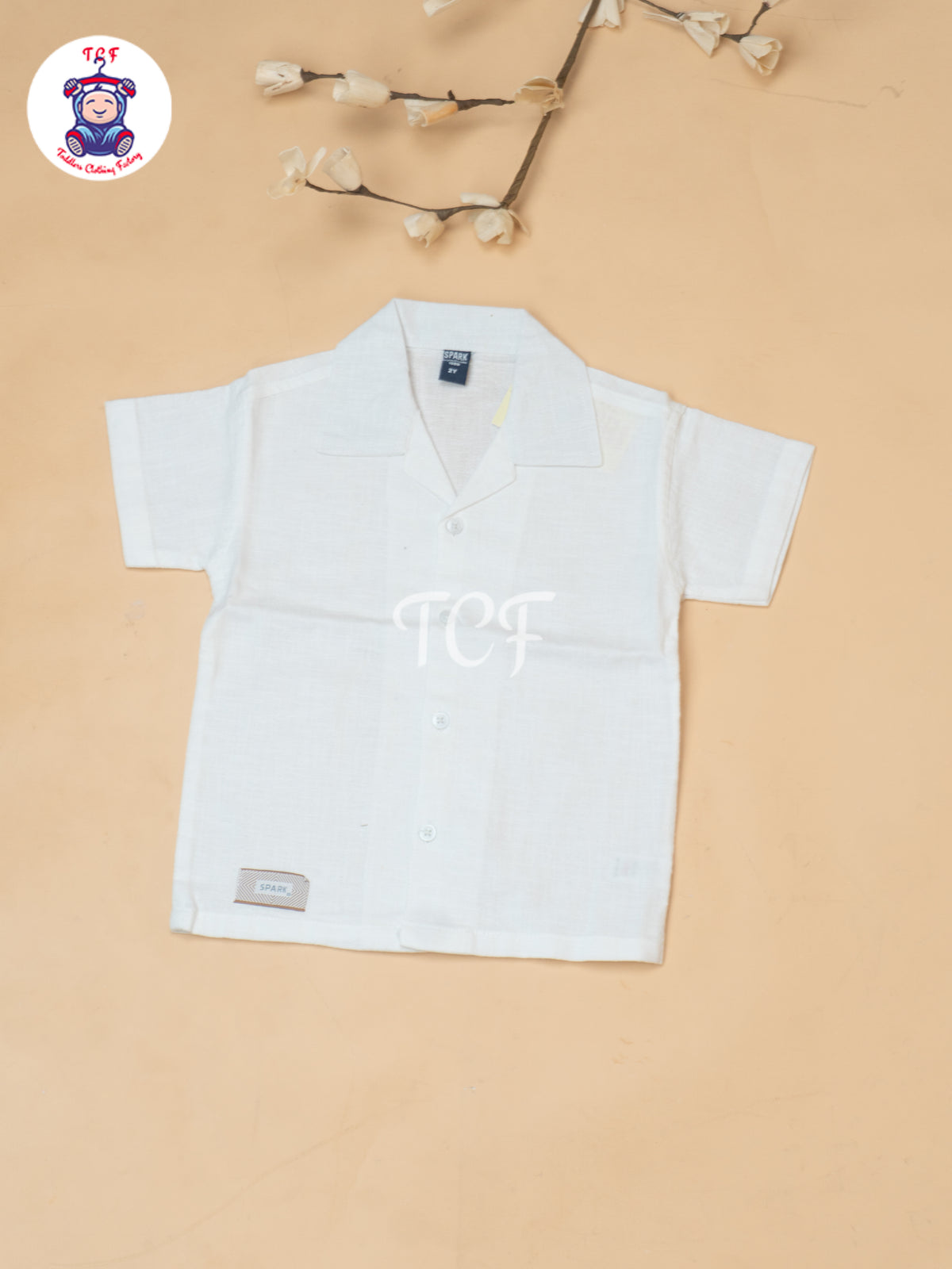 White - Boys Readymade Spread Collor Shirts & Shorts