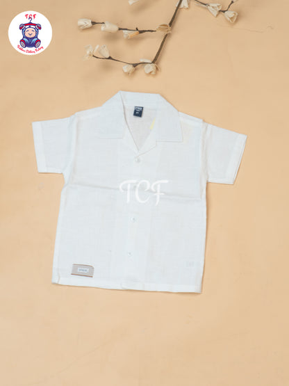 White - Boys Readymade Spread Collor Shirts & Shorts