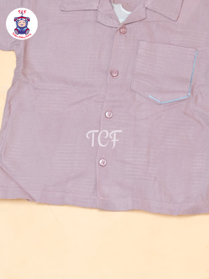 Purple - Boys Readymade Spread Collor Shirts & Shorts