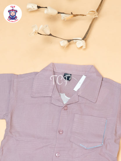 Purple - Boys Readymade Spread Collor Shirts & Shorts