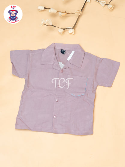 Purple - Boys Readymade Spread Collor Shirts & Shorts