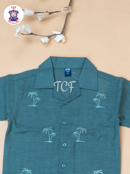 Olive - Boys Readymade Spread Collor Shirts & Shorts