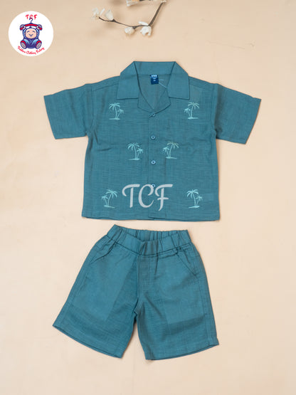 Olive - Boys Readymade Spread Collor Shirts & Shorts