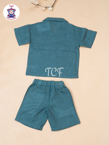 Olive - Boys Readymade Spread Collor Shirts & Shorts