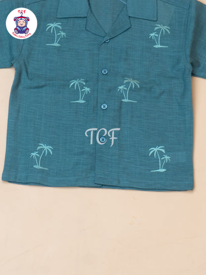 Olive - Boys Readymade Spread Collor Shirts & Shorts