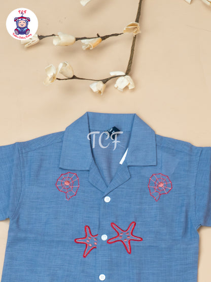Lavender - Boys Readymade Spread Collor Shirts & Shorts