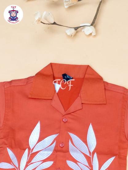Rust - Boys Readymade Spread Collor Shirts & Shorts