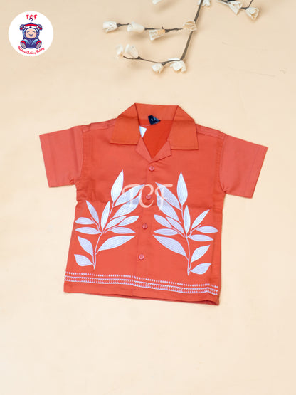 Rust - Boys Readymade Spread Collor Shirts & Shorts