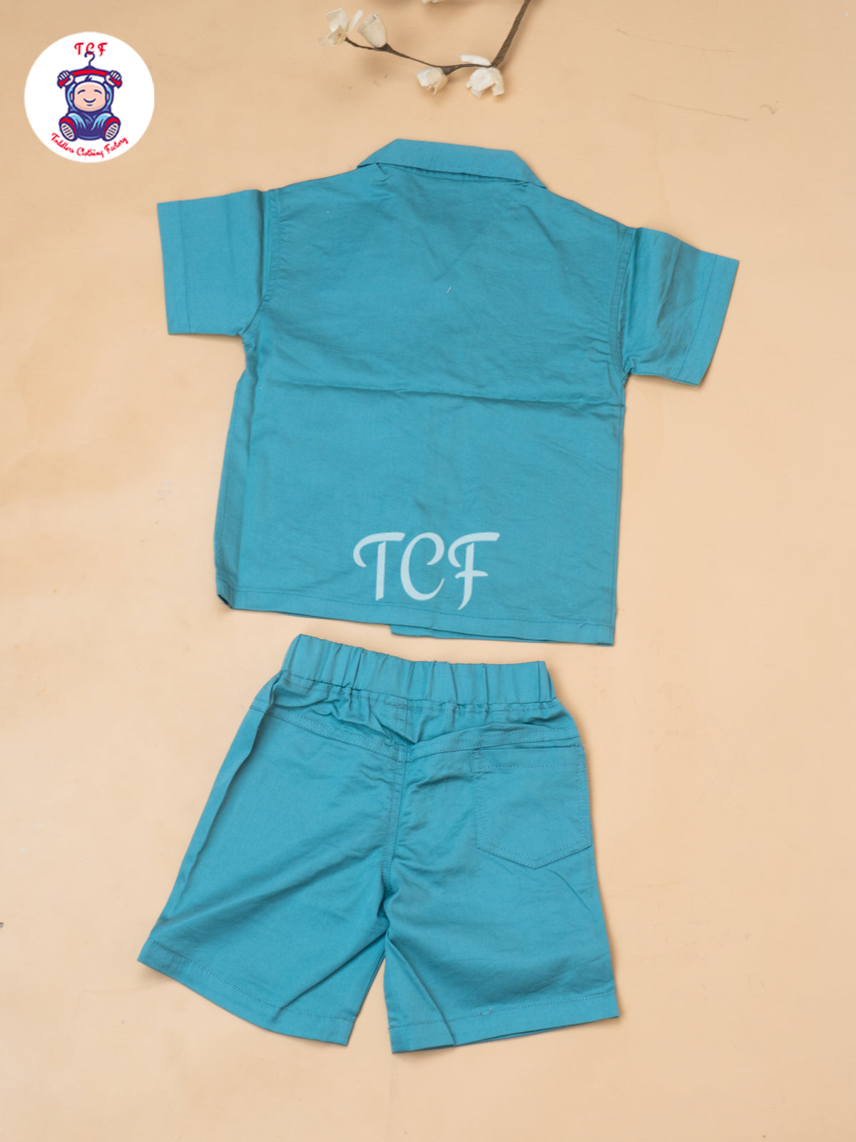 Sage Green - Boys Readymade Spread Collor Shirts & Shorts