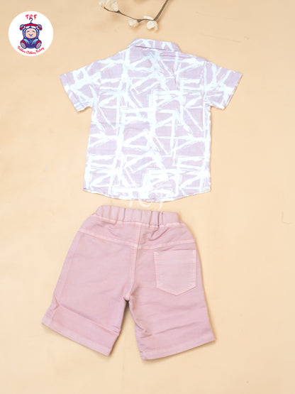 Lilac - Boys Readymade Spread Collor Shirts & Shorts