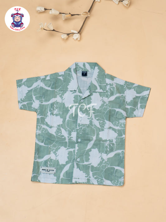 Green - Boys Readymade Spread Collor Shirts