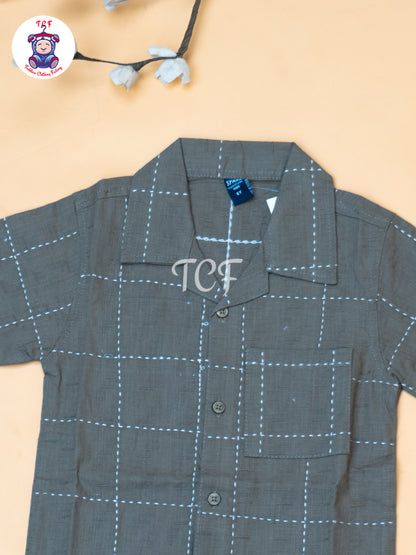 Brown - Boys Readymade Spread Collor Shirts