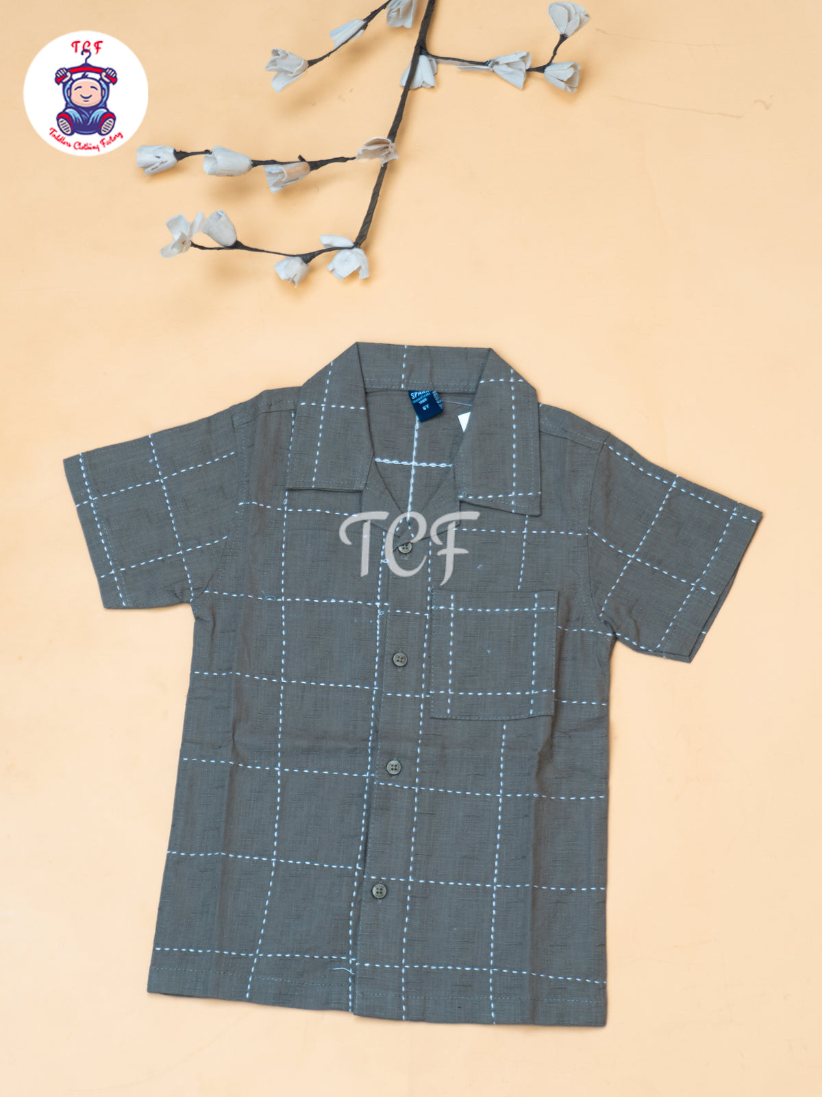 Brown - Boys Readymade Spread Collor Shirts