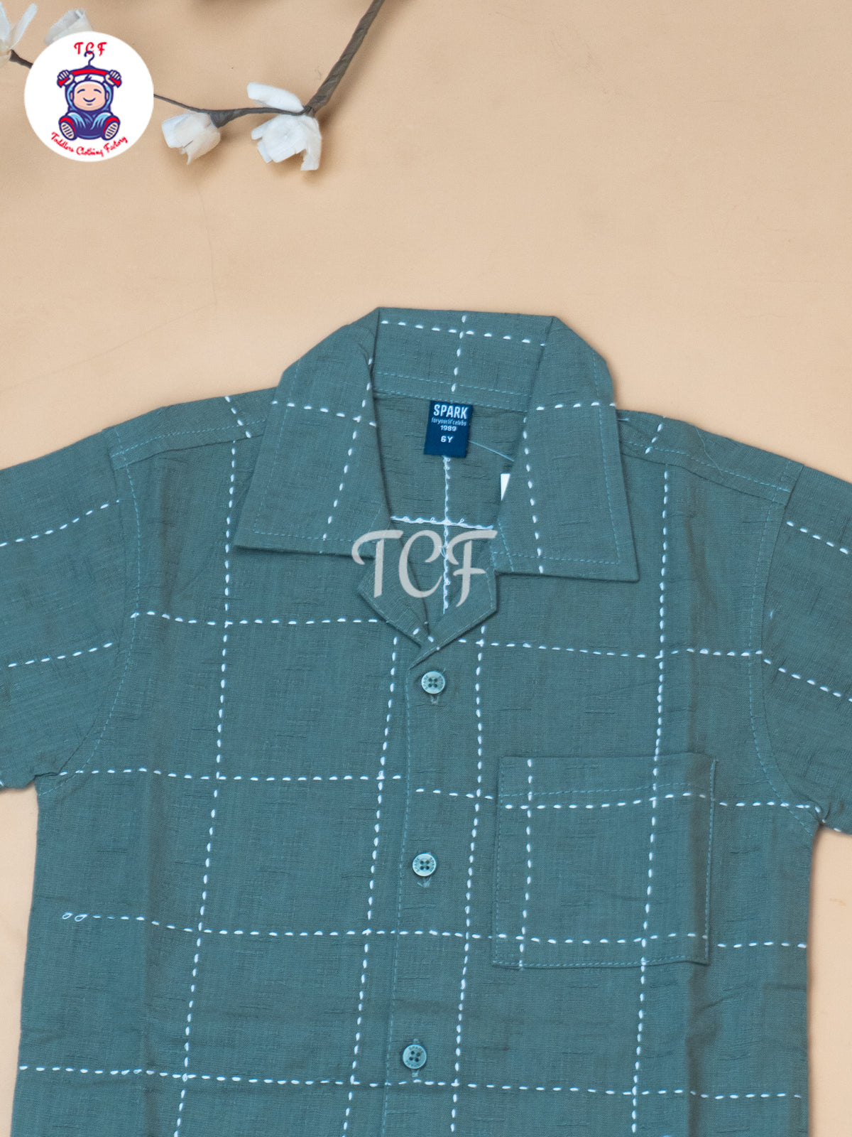Green - Boys Readymade Spread Collor Shirts