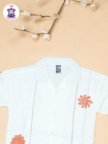 Half White  - Boys Readymade Spread Collor Shirts