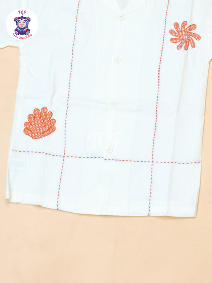 Half White  - Boys Readymade Spread Collor Shirts